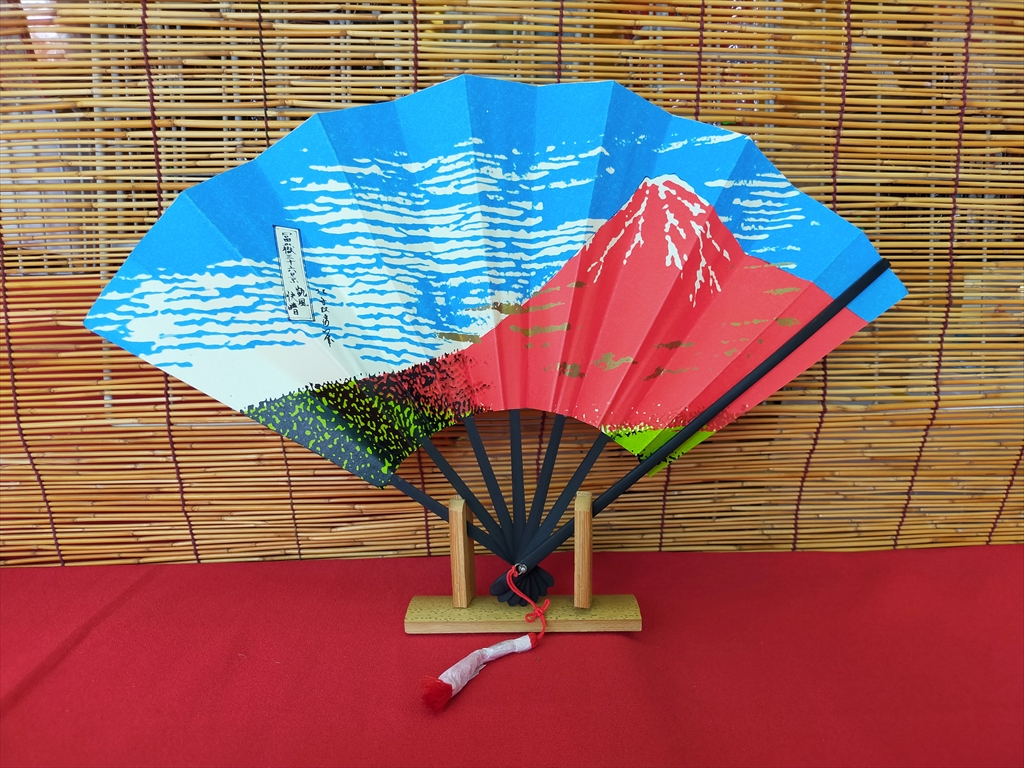 飾り扇子　赤富士